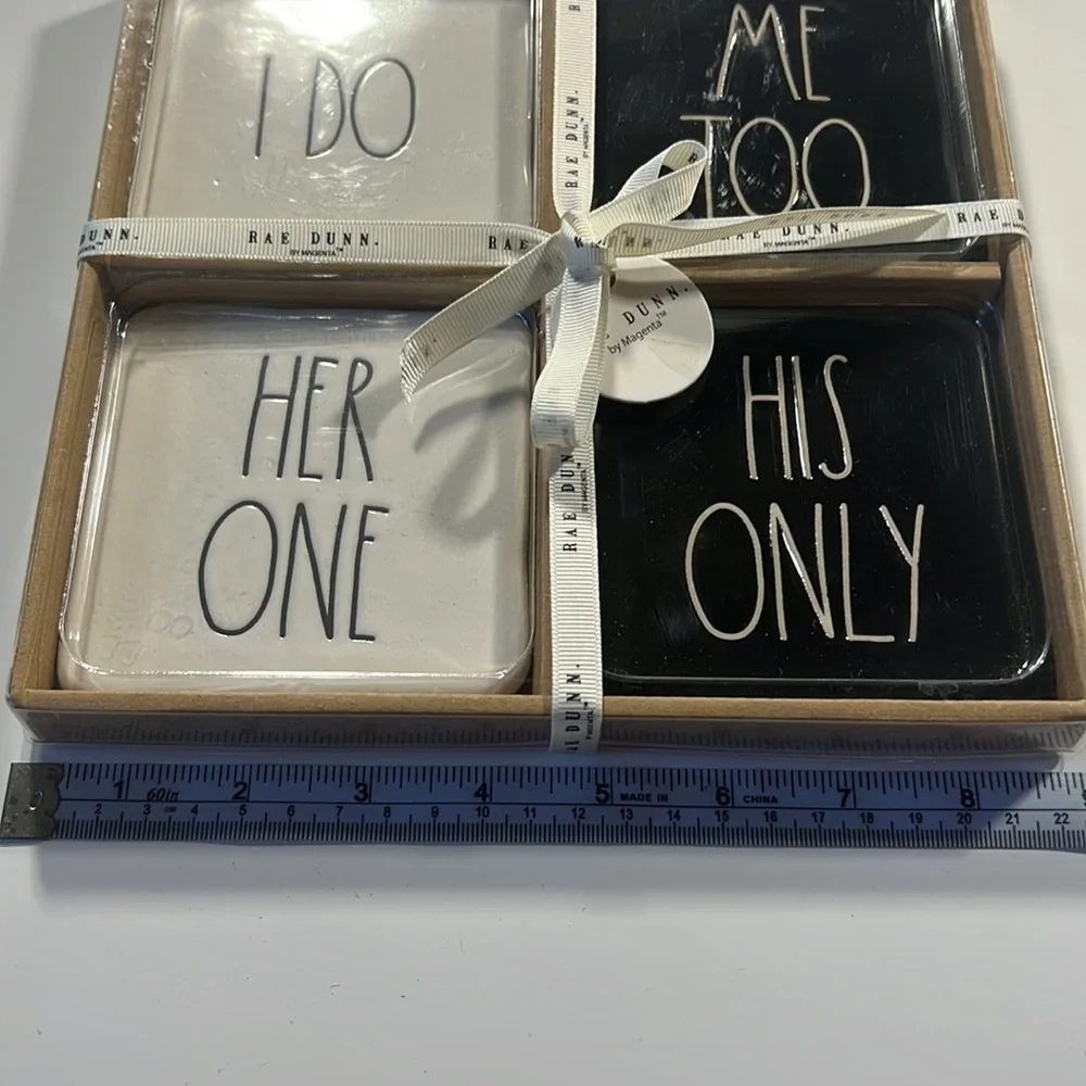New Set of 4 Rae Dunn Engagement/Marriage Coasters
